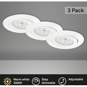 3er Set: Weiße, dimmbare Briloner LED Einbaustrahler für den Innenbereich.