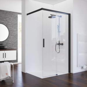 Schulte Schiebetür Walk In Mattschwarz 140 cm x 200 cm DIN Rechts