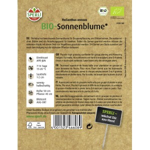 Samenpackung Sperli Bio Sonnenblume Gelb: Hochwachsende Sonnenblume für Beet und Garten.