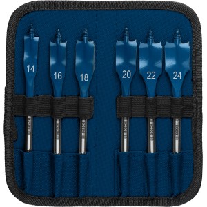 Bosch Expert Selfcut Flachfräsbohrer Set, 6-teilig (Ø 14-24 mm) im blauen Etui.