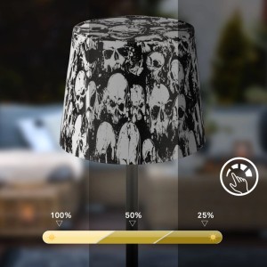 Brilo Akku Tischleuchte Piha Touch Dimmbar 26 cm Skulls Motiv
