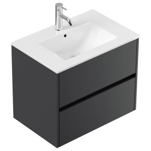 Posseik Badmöbel Limes und Waschtisch 2 Greifraum Auszüge 70 cm Weiß Hochglanz