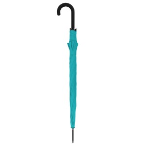 Geschlossener Derby Regenschirm Trend Lang, Ø 102 cm, in Türkis mit schwarzem Griff.