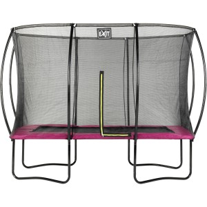 Rechteckiges EXIT Silhouette Gartentrampolin 244x366cm in Rosa mit Sicherheitsnetz.