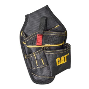 Cat Akkuschrauber-Halfter Professional, schwarz-gelb, mit Taschen und Schlaufen für Arbeitsgürtel.