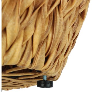 Detailansicht des naturfarbenen Pflanztopfs (29x29x28 cm) mit geflochtener Polyrattan-Struktur und verstellbarem Fuß.