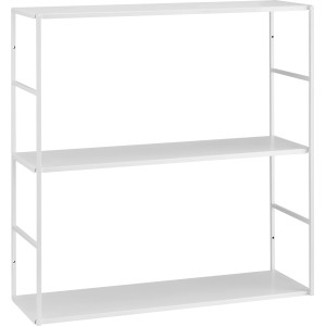 Weißes Metall-Regal Pinnock, 60x60x20 cm, mit 3 Böden für Wohnbereich, Flur oder Küche.