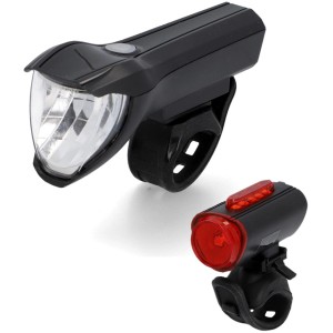 Fischer Akku-LED-Beleuchtungsset: 50 Lux Frontleuchte und Rücklicht für Fahrräder.