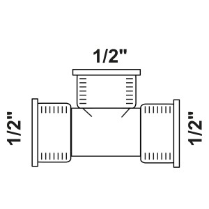 Kirchhoff T-Stück, 18,7 mm (1/2 IG), Rotguss Fitting für Gewindefittings.
