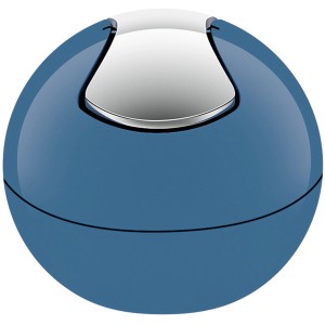 Spirella Kosmetikeimer Bowl in Shiny Denim Blau, runder Abfalleimer aus Kunststoff mit Schwingdeckel.