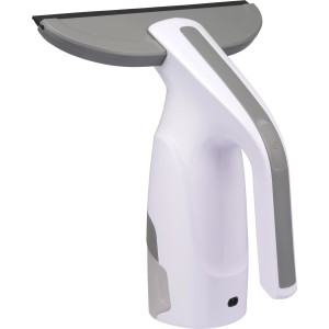 Akku-Fenstersauger in Weiß und Grau für streifenfreie Fensterreinigung.