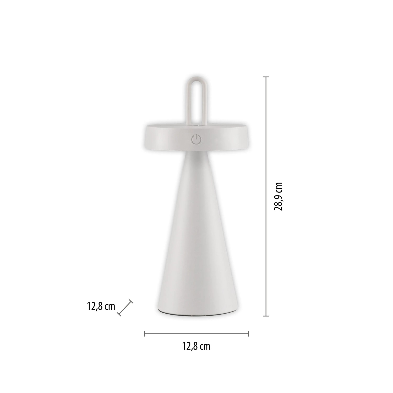 Weiße LED-Akku-Tischleuchte Alwa, 28,9 cm hoch, dimmbar, für Innen & Außen.