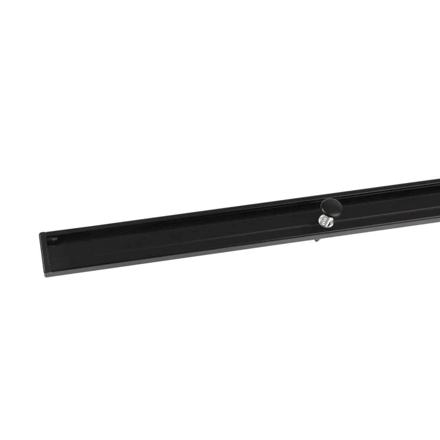 Schwarze 1-Lauf Gardinenschiene aus Aluminium für Deckenmontage. Minimalistisches Design für Vorhänge.