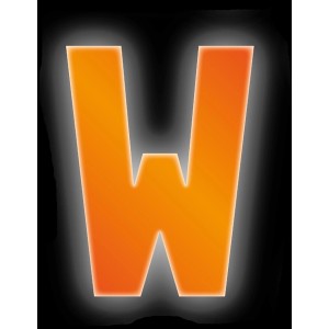 Reflektierender, orangefarbener Klebebuchstabe W, 8 cm, für Hausnummern und Beschriftungen.