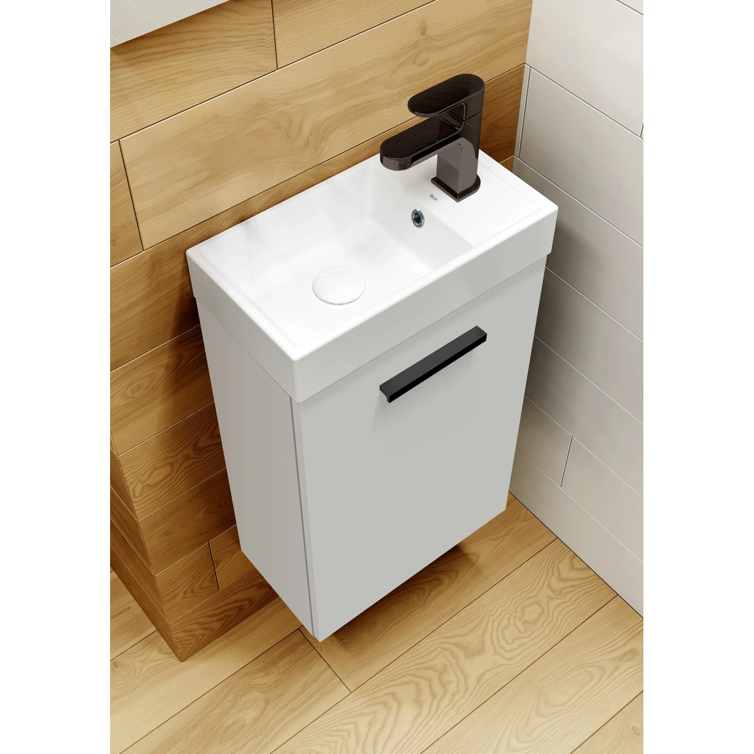 Roca Waschplatz Palma mit 1 Tür 67,8 cm x 40 cm x 22 cm Weiß Hochglanz_2