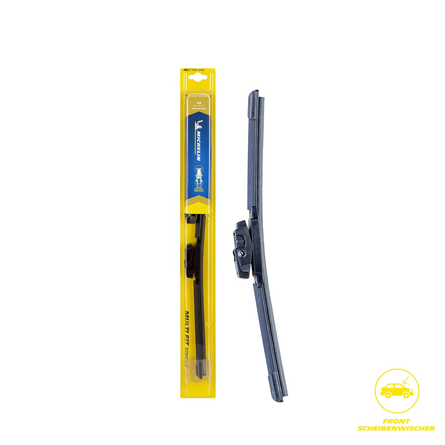Michelin Scheibenwischer Multi Fit 45, 450 mm, Flat Blade im gelben Blister.