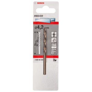 Bosch Spiralbohrer HSS-CO, Ø 4,2 mm, für Metallbohrungen in Stahl und Edelstahl.