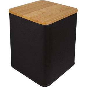 Kleine Wolke Dose Cassone, schwarz, mit Bambusdeckel zur Aufbewahrung von Badutensilien.