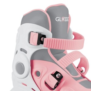 Rosa Globber Learning Skates für Kinder. Verstellbare Inline- und Quad-Skates mit Easy-Snap-Verschlüssen und gepolstertem Innenschuh.