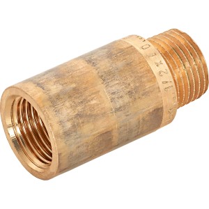 Hahnverlängerung aus Rotguss, 18,6 mm x 21 mm, 40 mm lang, für Gewindefittings.