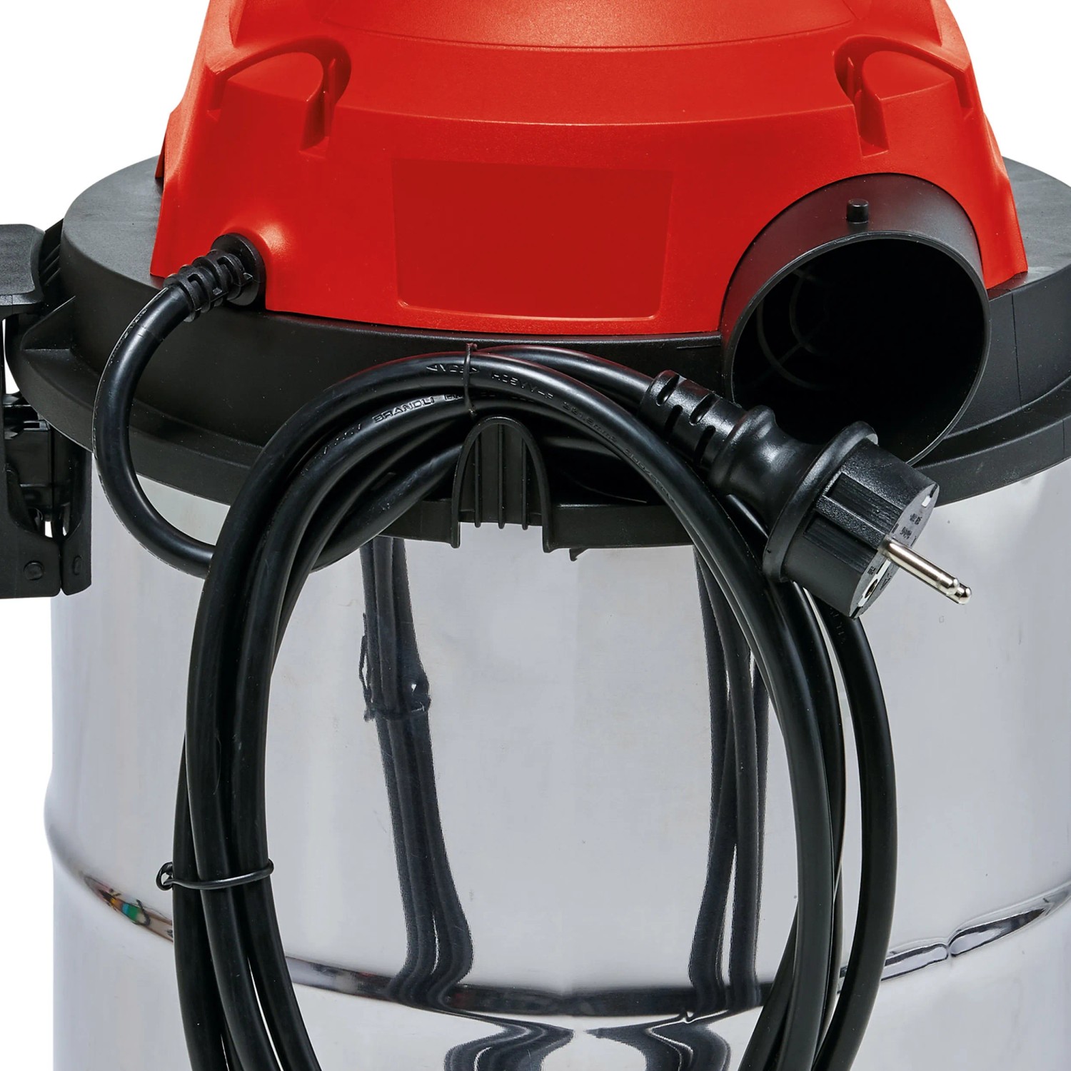 Detailaufnahme: Einhell TC-VC 1820 S Nass-Trockensauger mit Kabelaufwicklung.