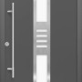 Anthrazitfarbene Sicherheits-Haustür ThermoSpace Köln Prime RC2 mit Edelstahlgriff und Glaseinsatz.