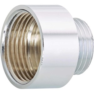 Verchromtes Gewinde-Reduzierstück aus Messing, 21 mm auf 24,1 mm, für Sanitär und Heizung.