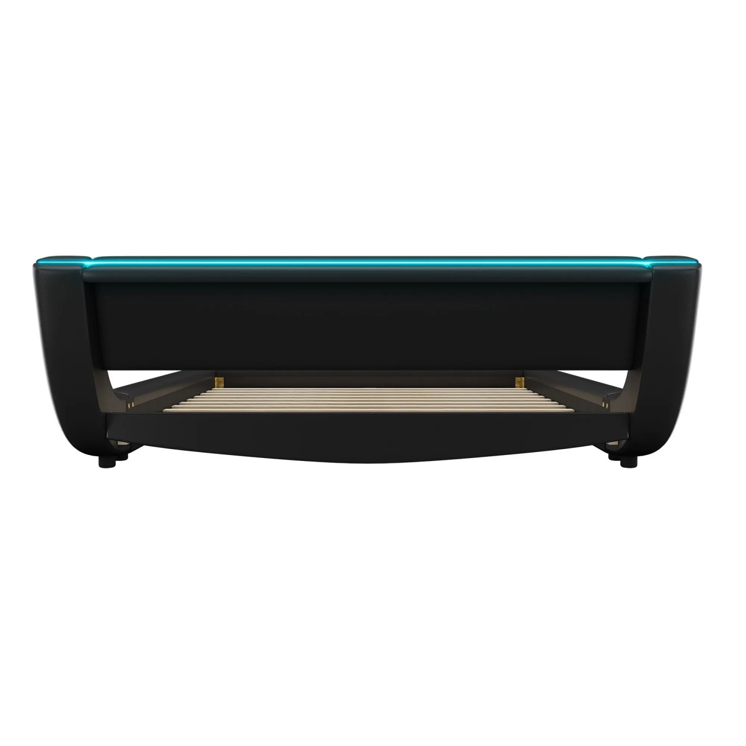 okwish Bodenbett 140x200cm mit LED Beleuchtung Schlafzimmer Schwarz ohne Matratze_8