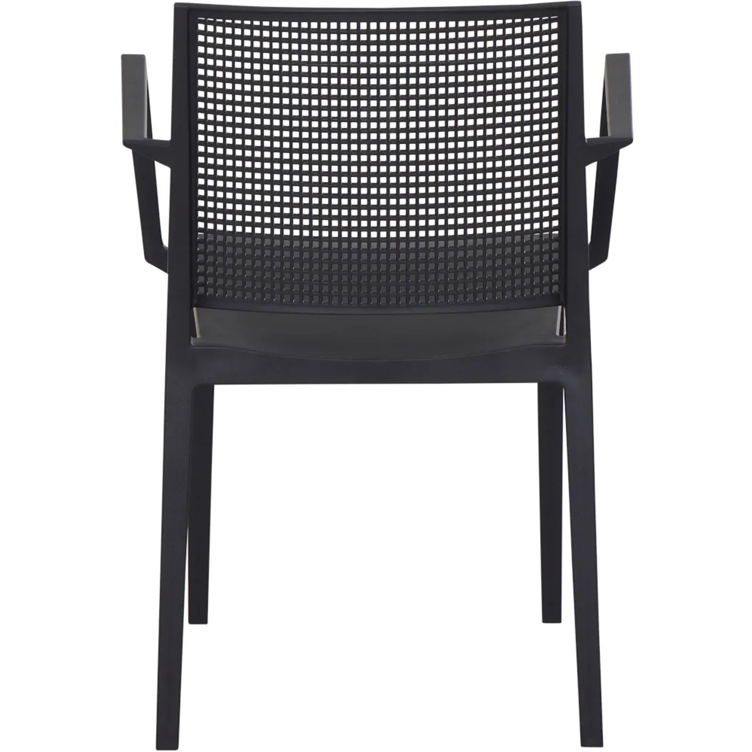 Anthrazitfarbener Siena Garden Stapelsessel Square, Gartenstuhl mit Armlehnen und Gittermuster.