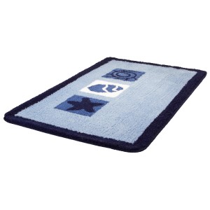 Azurblauer Kleine Wolke Badteppich Beach, 55x65 cm, mit maritimen Motiven.