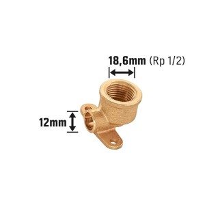 Löt-Übergangswinkel 34 mm aus Rotguss mit Wandscheibe für Heizung und Wasserinstallation.