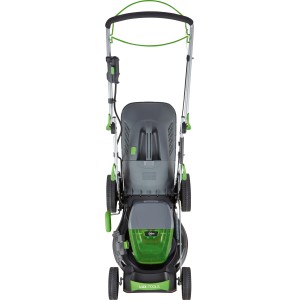 LUX-TOOLS Akku-Rasenmäher Set A-RM-46-24 mit 2 Akkus und Ladegerät. Rasenmäher mit Fangkorb, klappbar.