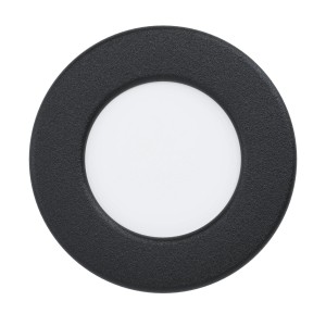 Schwarzer LED-Einbauspot Fueva 5 von Eglo, Ø 8,6 cm, 3000K, IP44.