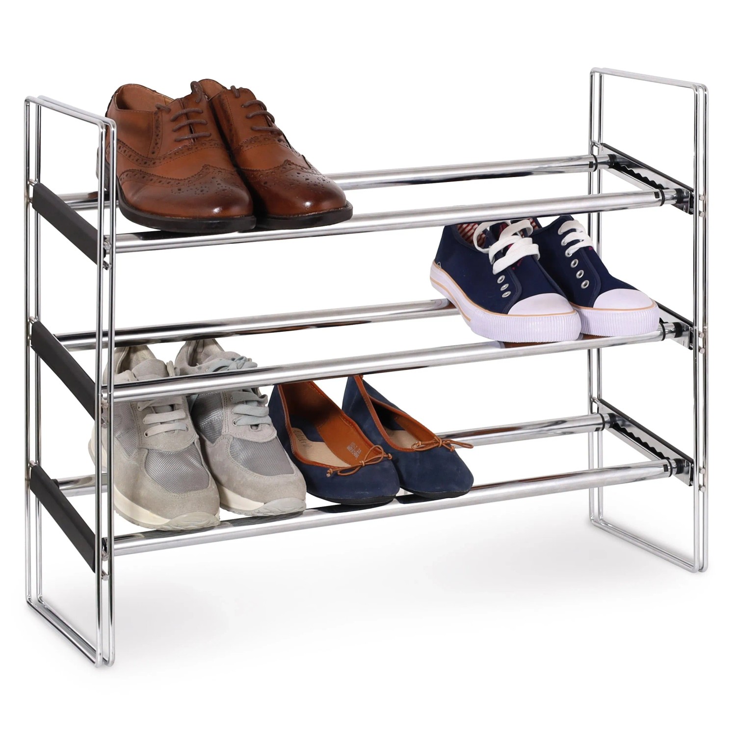Domopak Living Schuhregal Metall 3 Ebenen Ausziehbar 64 cm