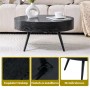 okwish Couchtisch mit Rundem Design und Metallbeinen für Wohnzimmer cm 70x70x35 Schwarz_7