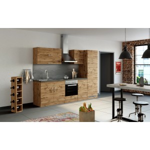 Held Möbel Küchenzeile Sorrento 270 cm in Wotaneiche: Komplett ausgestattete Einbauküche mit E-Geräten.