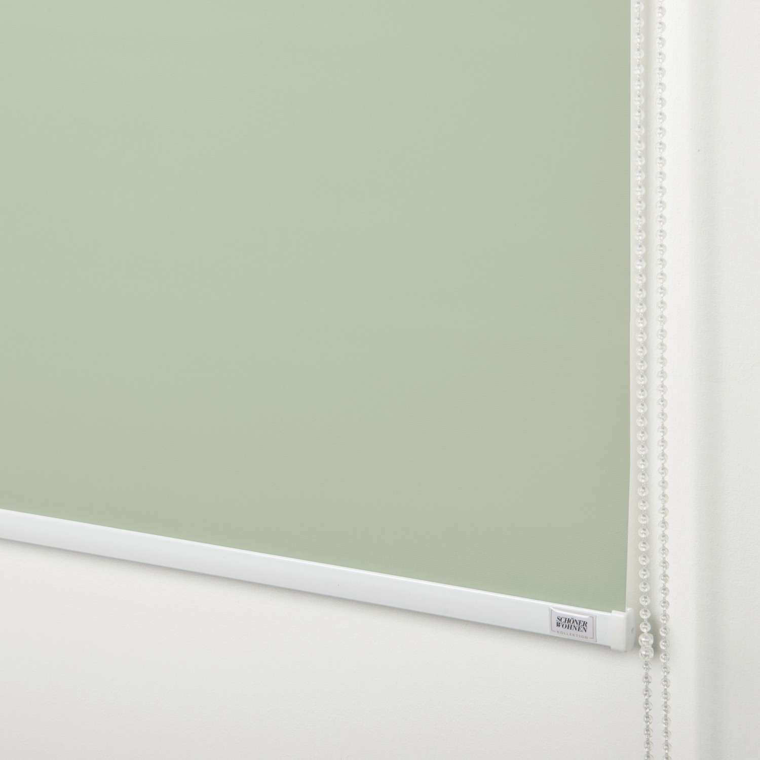 Schöner Wohnen Tageslicht-Rollo Tizia, 45x150 cm, Grün, mit Seitenzug und transparenter Kugelkette.