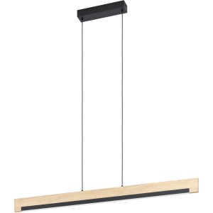 Moderne LED-Pendelleuchte Camacho von Eglo in Natur und Schwarz, ideal für Wohn- und Esszimmer.