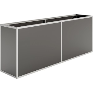 KGT Aluminium-Hochbeet 210, 2,05x0,45m, pressblank. Metall-Hochbeet mit grauen Verbundplatten.