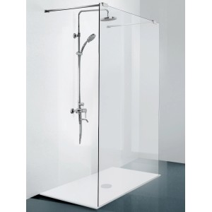 Sanotechnik Duschtrennwand Elegance mit chromfarbener Teleskophalterung, 195x150 cm.