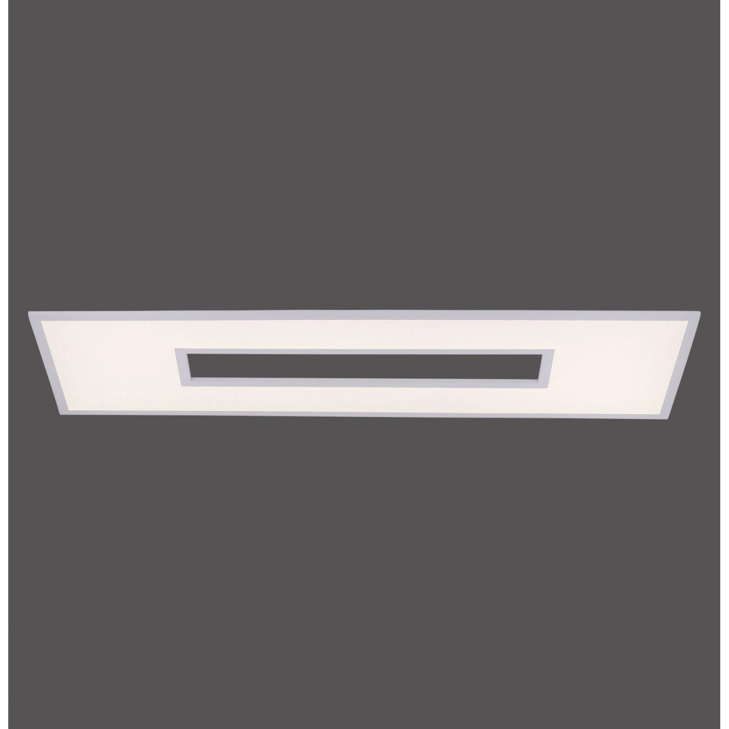 Weiße LED-Deckenleuchte Recess 120x40 cm mit CCT & RGB Funktion für stimmungsvolle Beleuchtung.