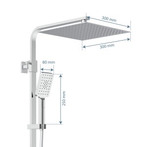 Schütte Ocean Brauseset mit Kopf- und Handbrause, Thermostat, Ablage, Chrom-Anthrazit.
