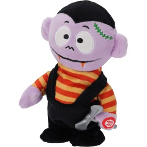 Halloween Figur, 20 cm, lila Vampir mit Sound und Bewegung.