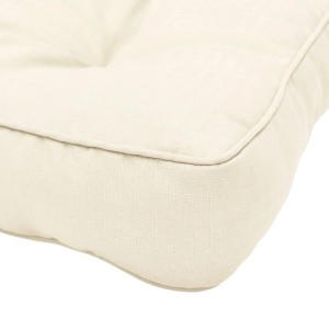 Beautissu XLuna Loungekissen Sitz, 70x70cm, Natur, mit Karo-Struktur und Paspelierung.