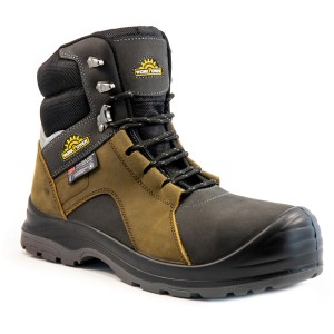 Workpower Winter-Sicherheitsstiefel S3 Malte, grau-braun, Größe 47. Arbeitsschuh mit Kälteschutz.