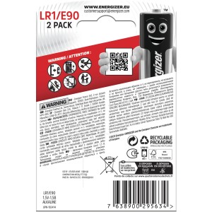Energizer LR1/E90 Batterie, 2er-Pack. Alkaline Spezialzellen für diverse Geräte.