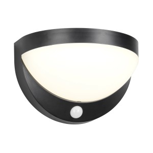 Schwarze Reality LED Solar-Wandleuchte Cobre mit Bewegungsmelder für den Außenbereich.
