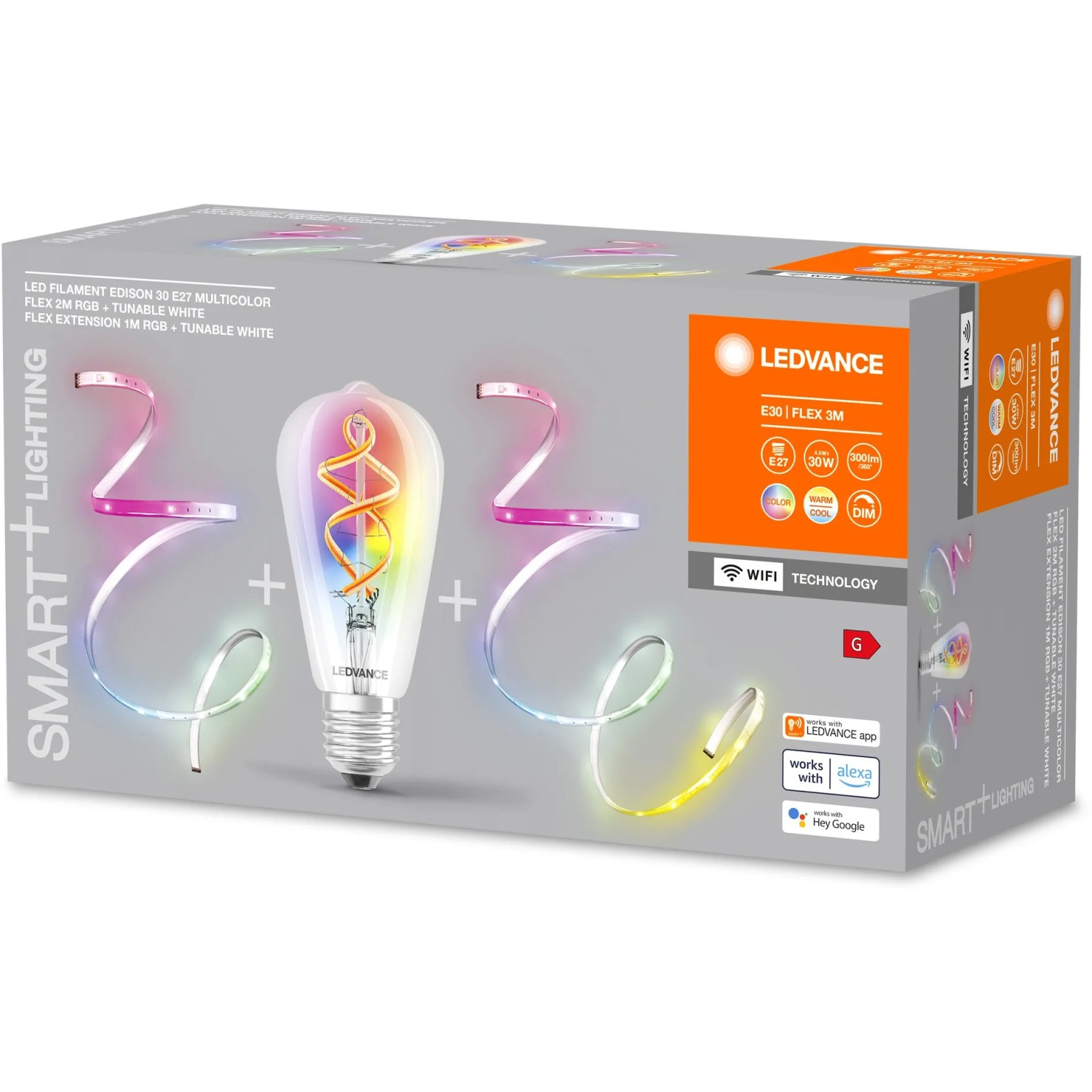 Ledvance Smart+ Filament Edison E27 mit LED-Lichtstreifen im Set. Smarte Beleuchtung für Ihr Zuhause.