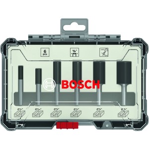 Bosch Nutfräser-Set, 6-teilig, 6 mm Schaft, in Aufbewahrungsbox.