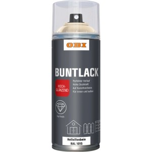 OBI Buntlack Spray RAL 1015 Hellelfenbein hochglänzend, 400ml Dose.